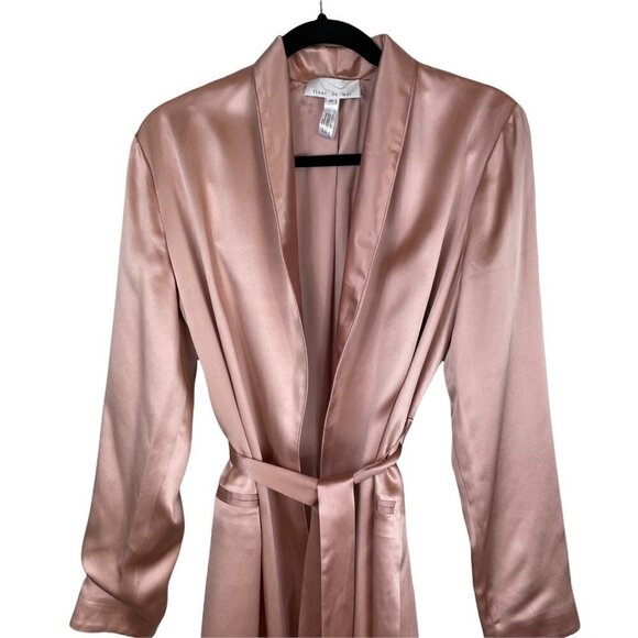 Fleur Du Mal Pink Rosewater Silk Smoking Robe with Sash Waist Belt Size M - Picture 4 of 12